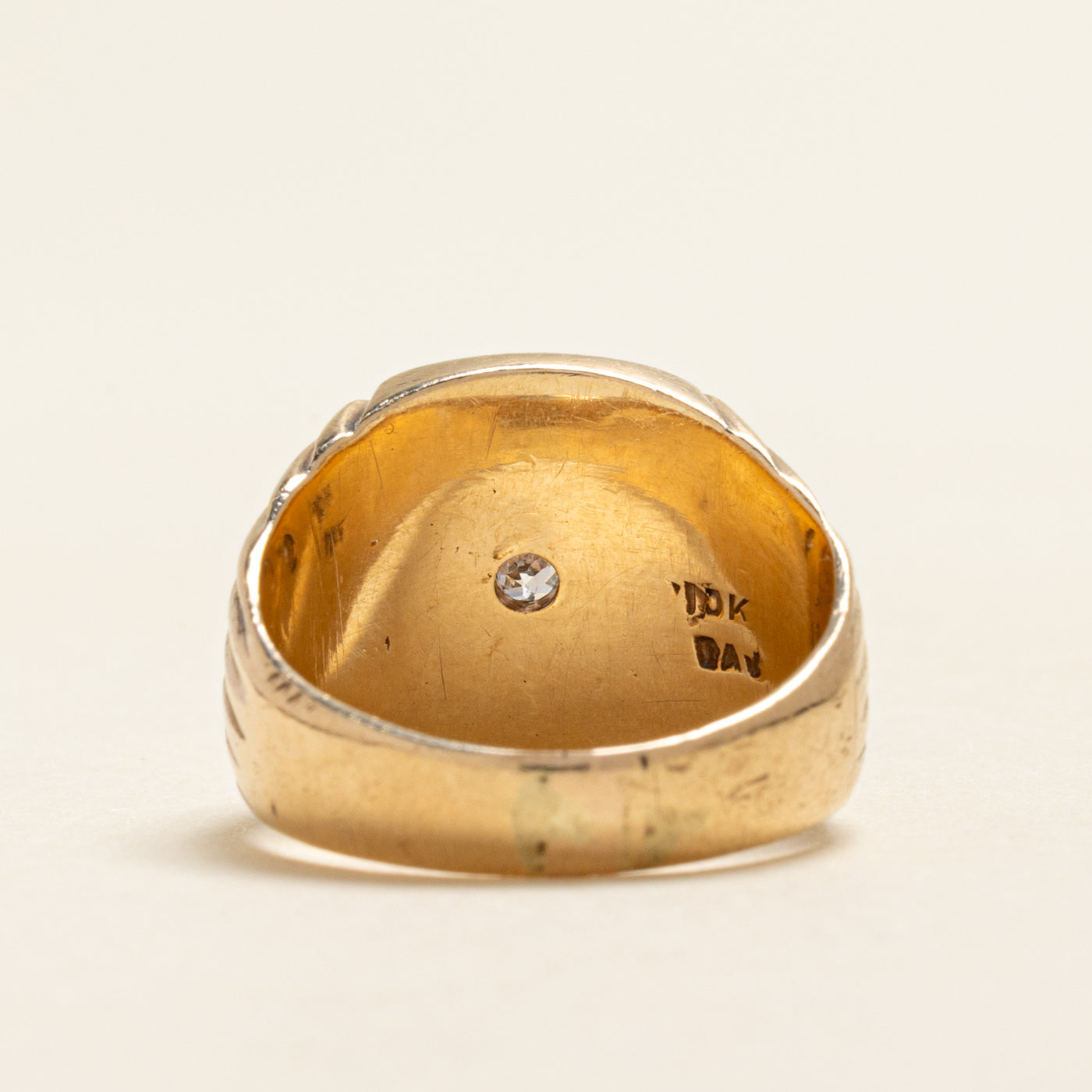 Old European Cut Star Set Diamond Signet Ring | 0.06ct | SZ 7