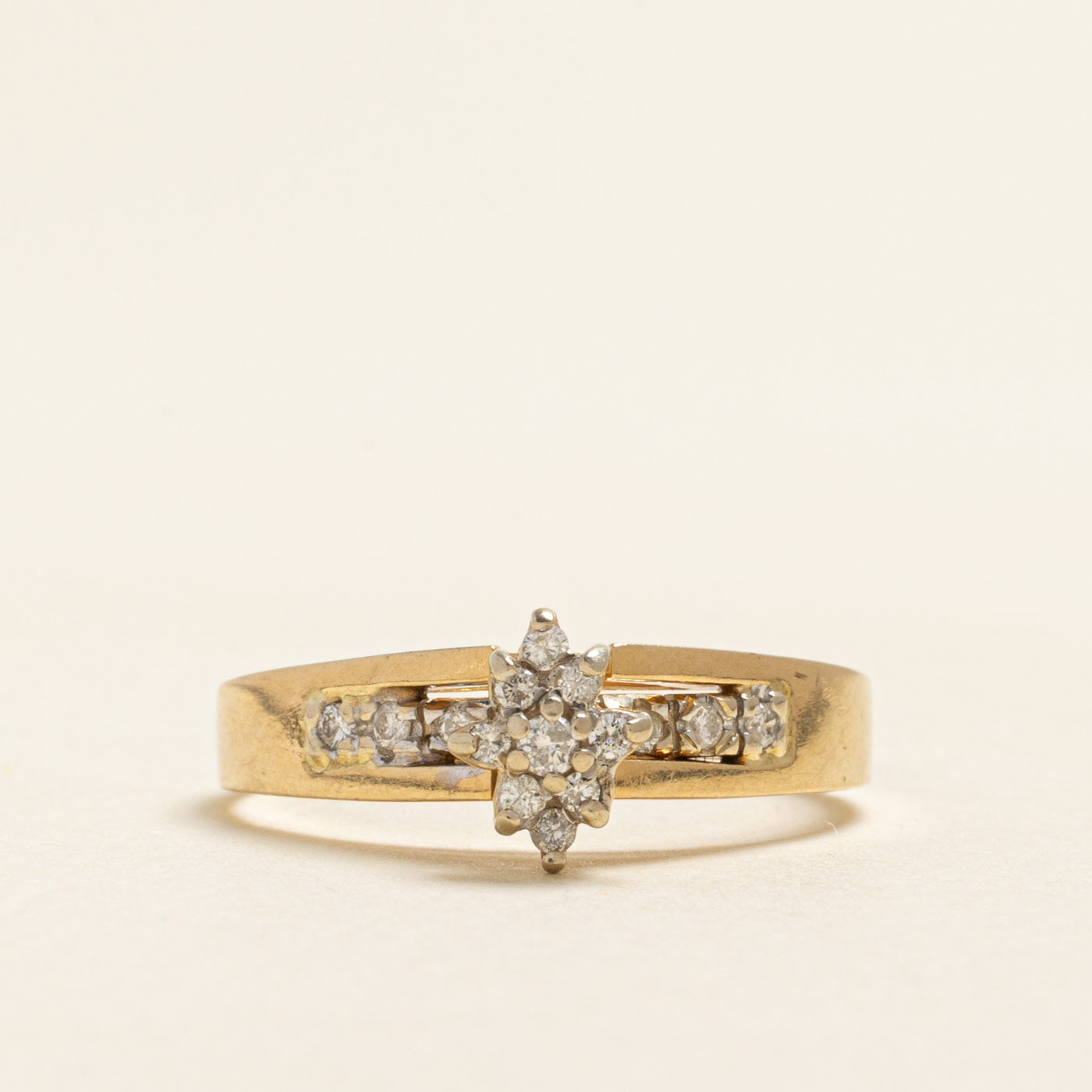 Yellow Gold Diamond Marquise Cluster Ring | 0.15ctw | SZ 8.75