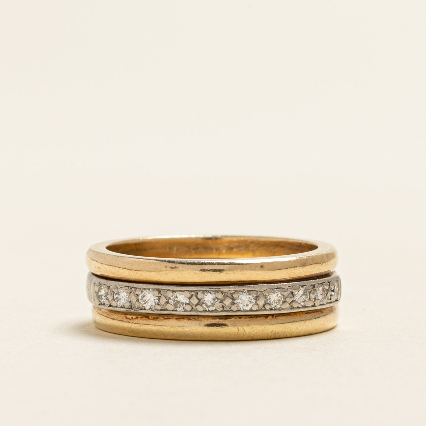 Two Tone Gold Semi Eternity Diamond Band | 0.20ctw | 6.50mm | SZ 6.75