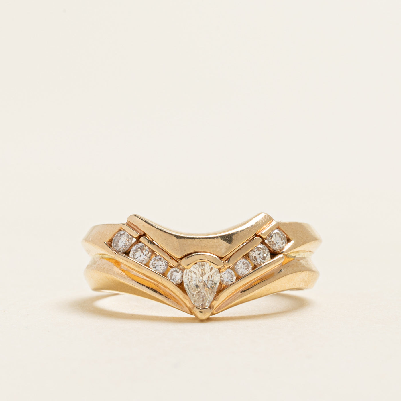Pear Cut Diamond Chevron Design Ring | 0.44ctw | SZ 9