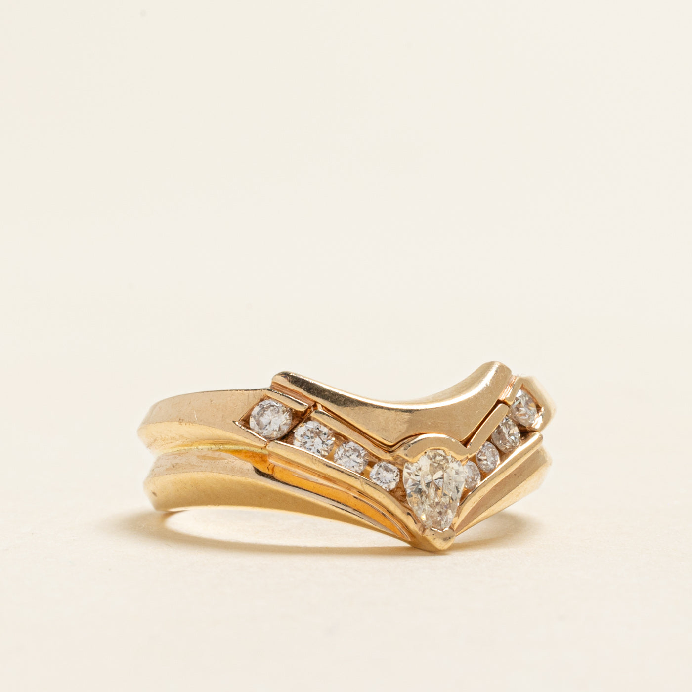 Pear Cut Diamond Chevron Design Ring | 0.44ctw | SZ 9