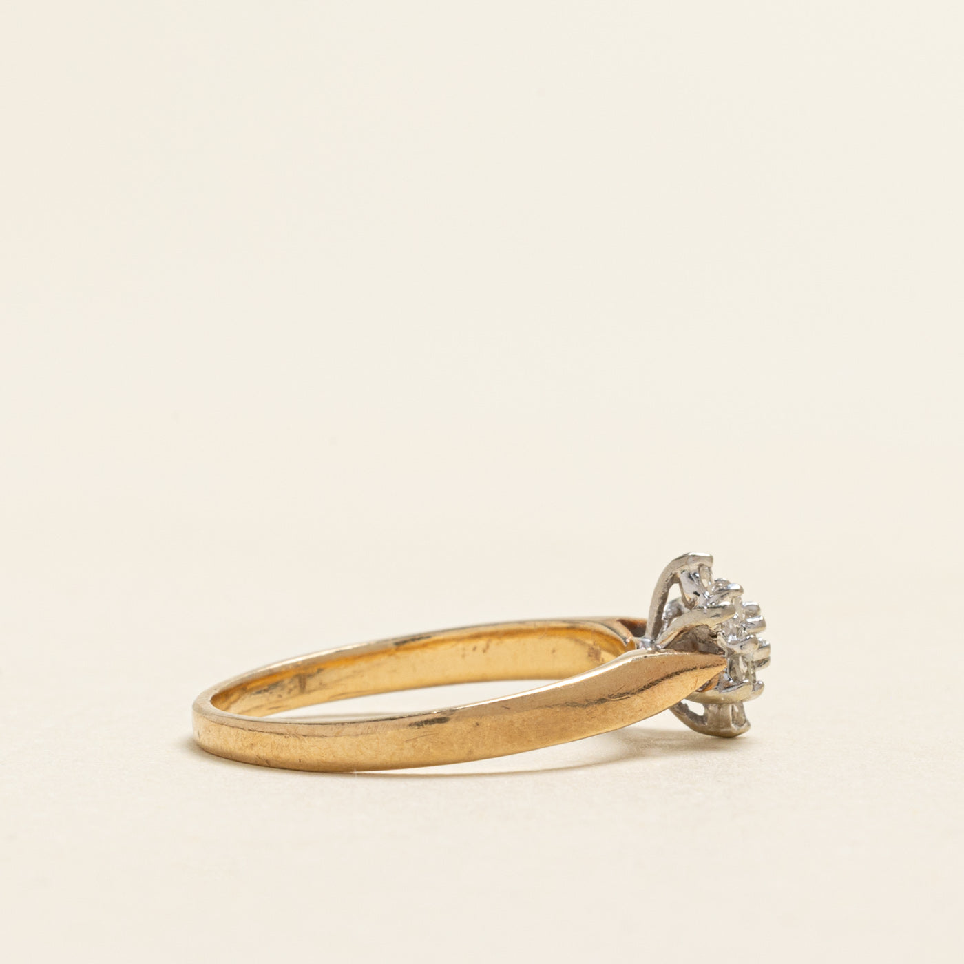 Diamond Petal Cluster Reverse Tapered Ring | 0.14ctw | SZ 6.5