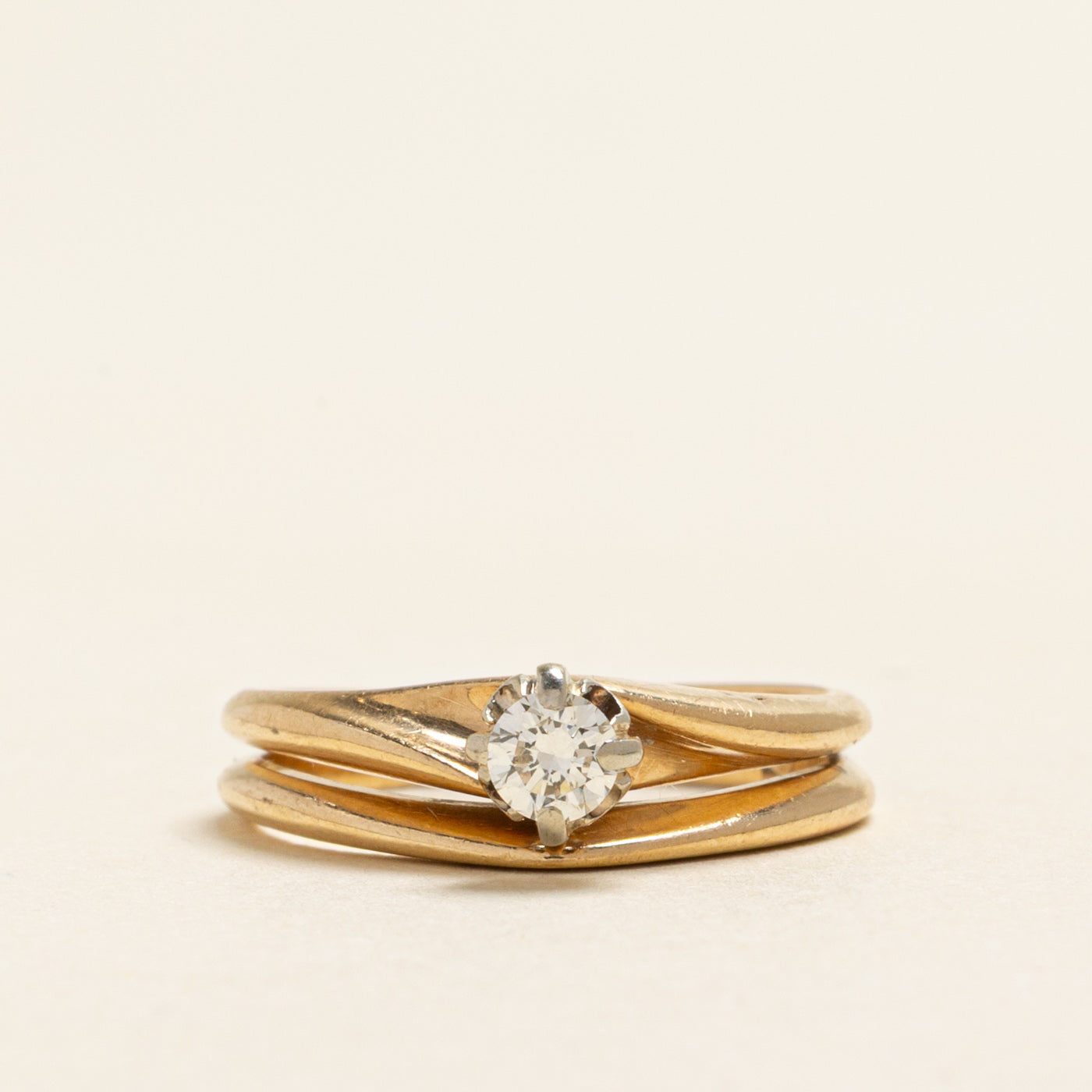 Diamond Bypass Soldered Wedding Ring Set | 0.17ct | SZ 5.5