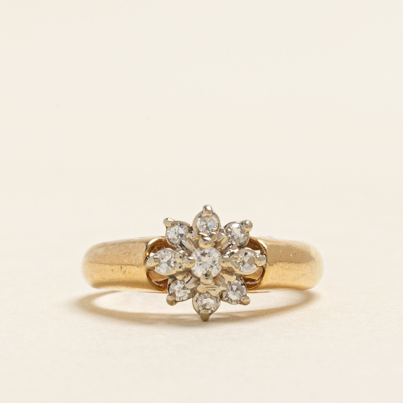 Yellow Gold Diamond Petal Ring | 0.15ctw | SZ 2.75