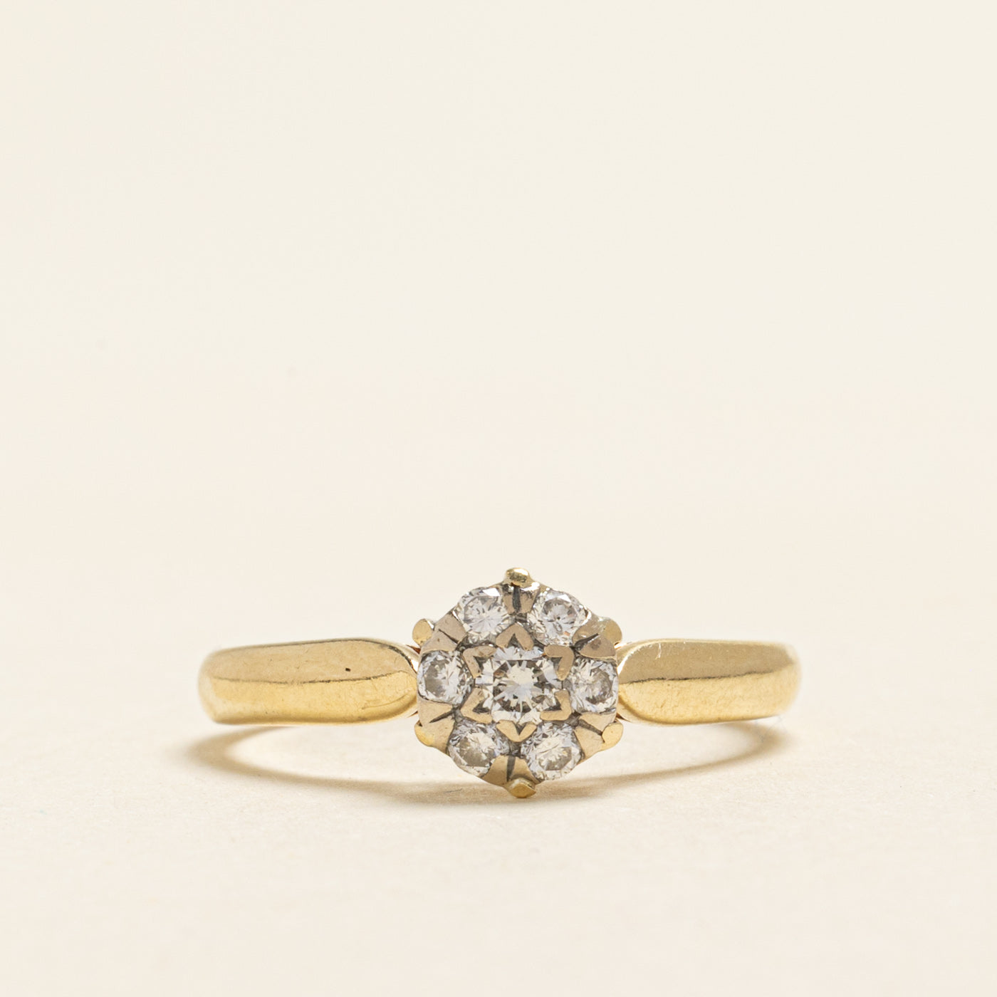 Yellow Gold Diamond Round Cluster Ring | 0.25ctw | SZ 6.5