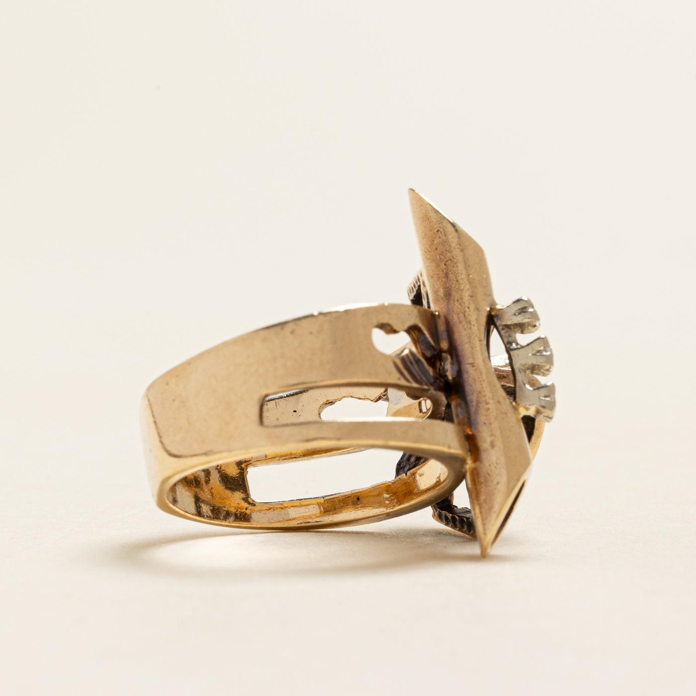 Yellow Gold Diamond Abstract Cocktail Ring | 0.19ctw | SZ 5.75