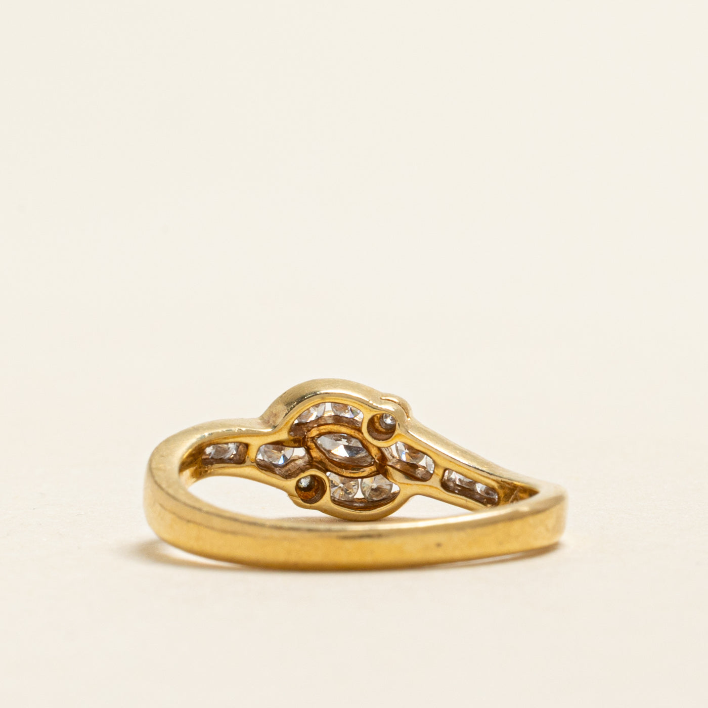 18k Marquise Cut Diagonal Diamond Ring | 0.26ctw | SZ 5