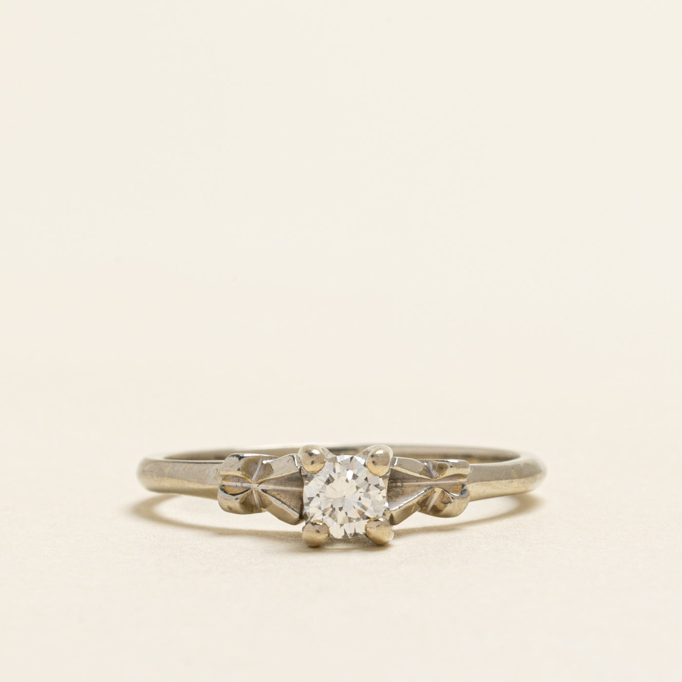 18k Solitaire High Set Diamond Petite Ring | 0.26ct | SZ 8.75