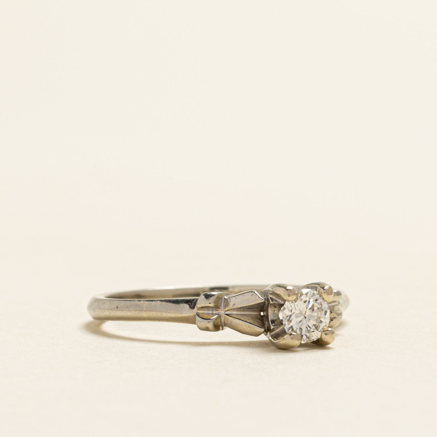 18k Solitaire High Set Diamond Petite Ring | 0.26ct | SZ 8.75
