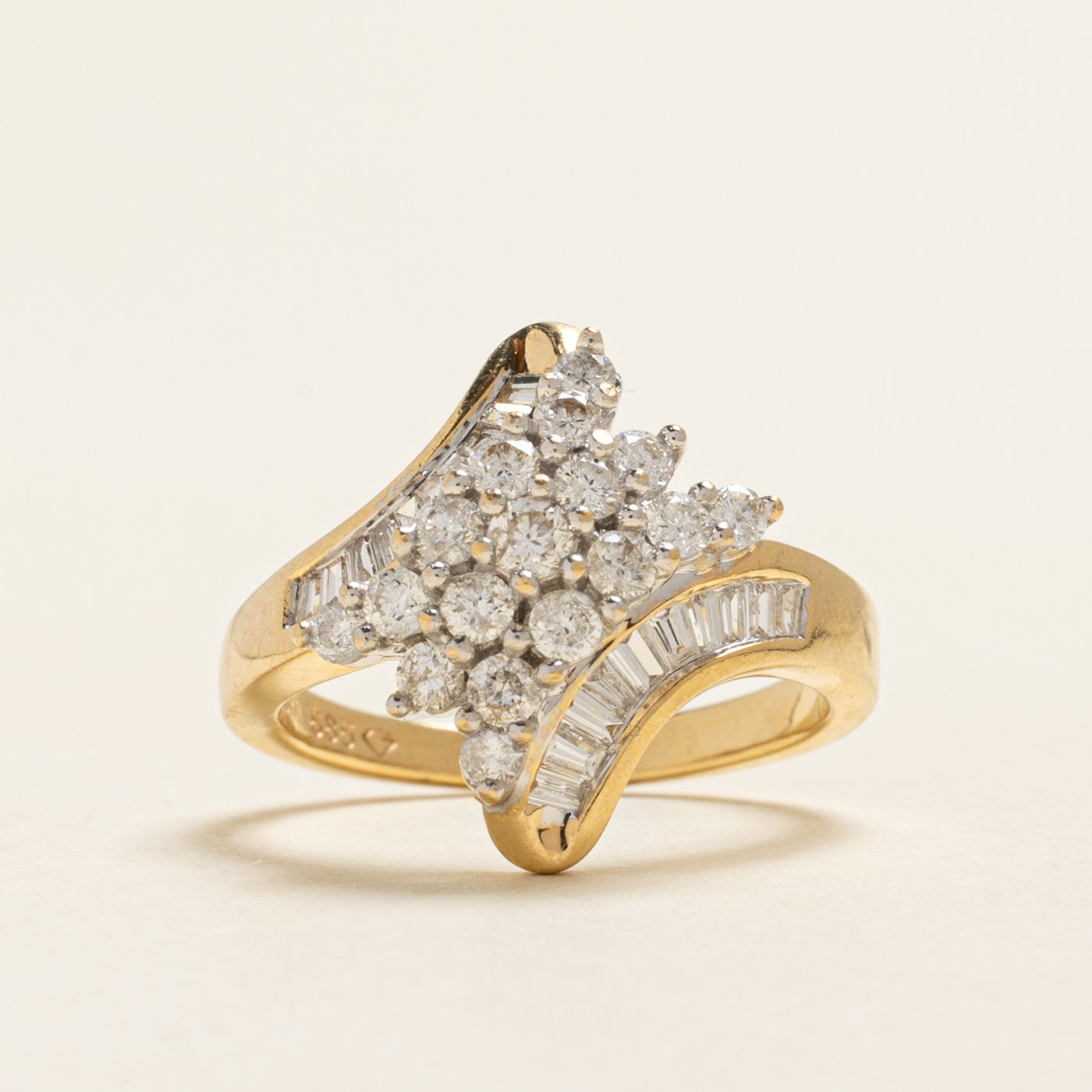 Baguette Cut Diamond Bypass Ring | 0.77ctw | SZ 5.25