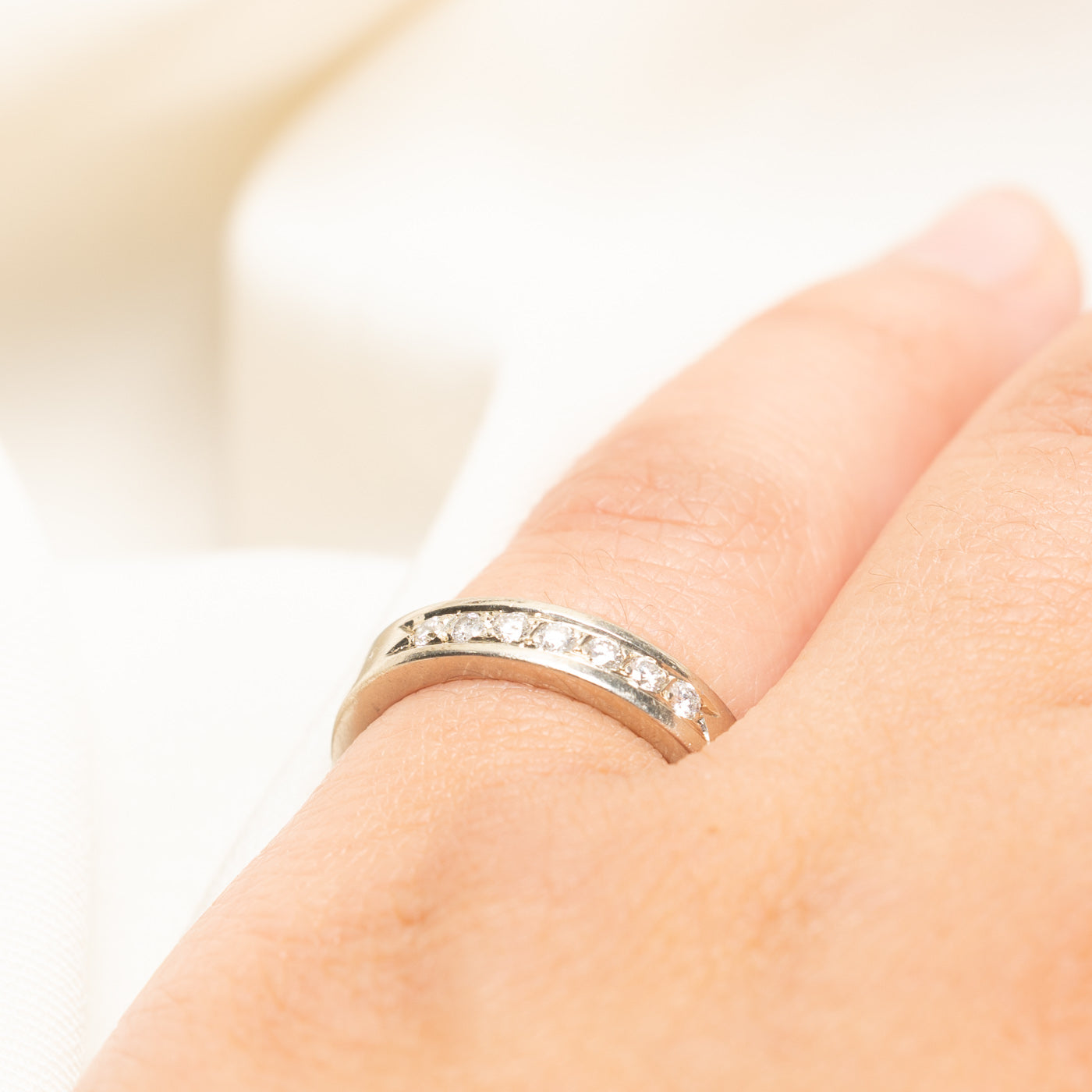 White Gold Semi Eternity Diamond Band | 0.14ctw | 3.95mm | SZ 5.5