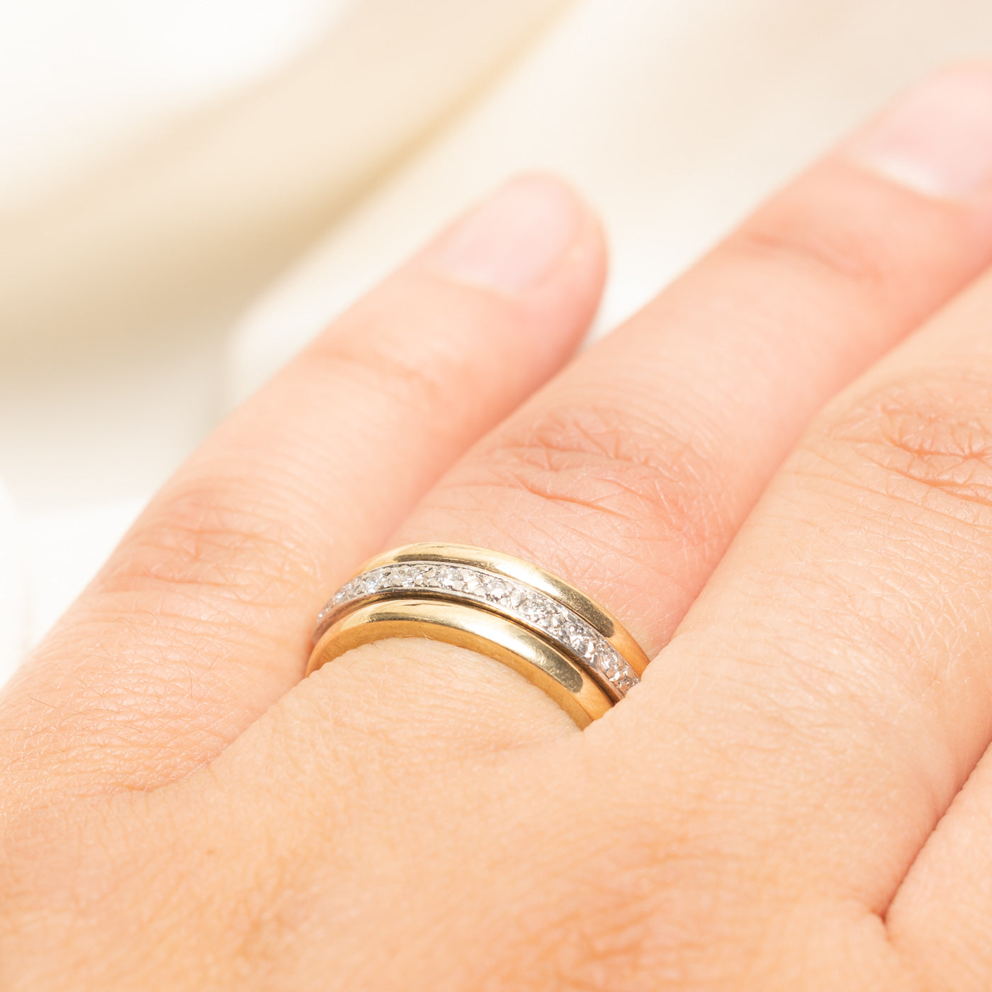 Two Tone Gold Semi Eternity Diamond Band | 0.20ctw | 6.50mm | SZ 6.75
