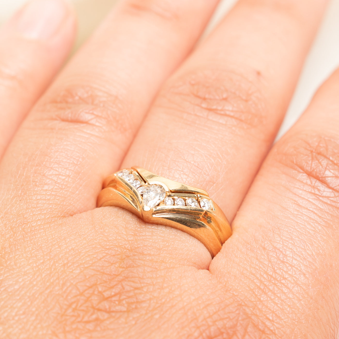 Pear Cut Diamond Chevron Design Ring | 0.44ctw | SZ 9