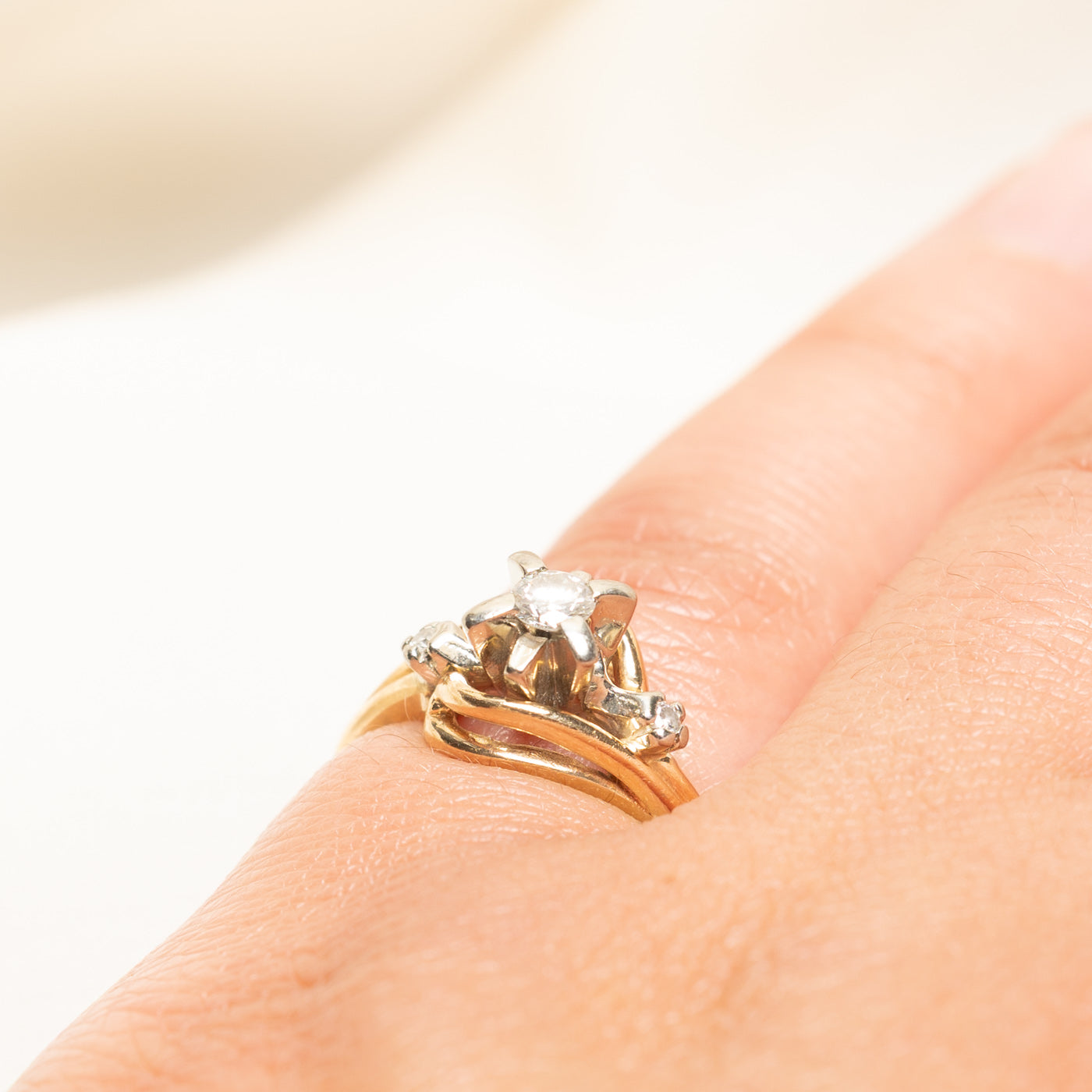 Yellow Gold Diamond Open Bypass Ring | 0.17ctw | SZ 4.5