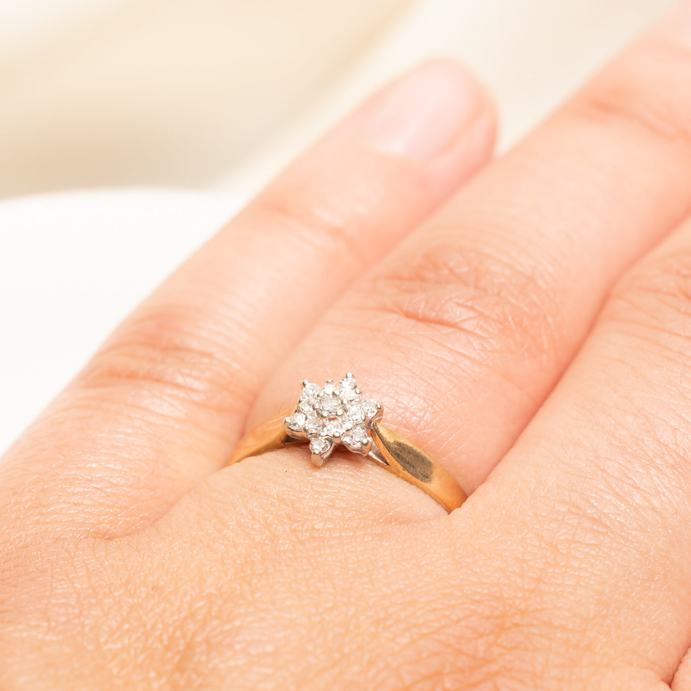 Diamond Petal Cluster Reverse Tapered Ring | 0.14ctw | SZ 6.5