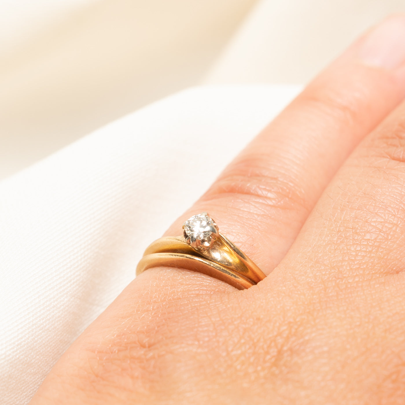 Diamond Bypass Soldered Wedding Ring Set | 0.17ct | SZ 5.5