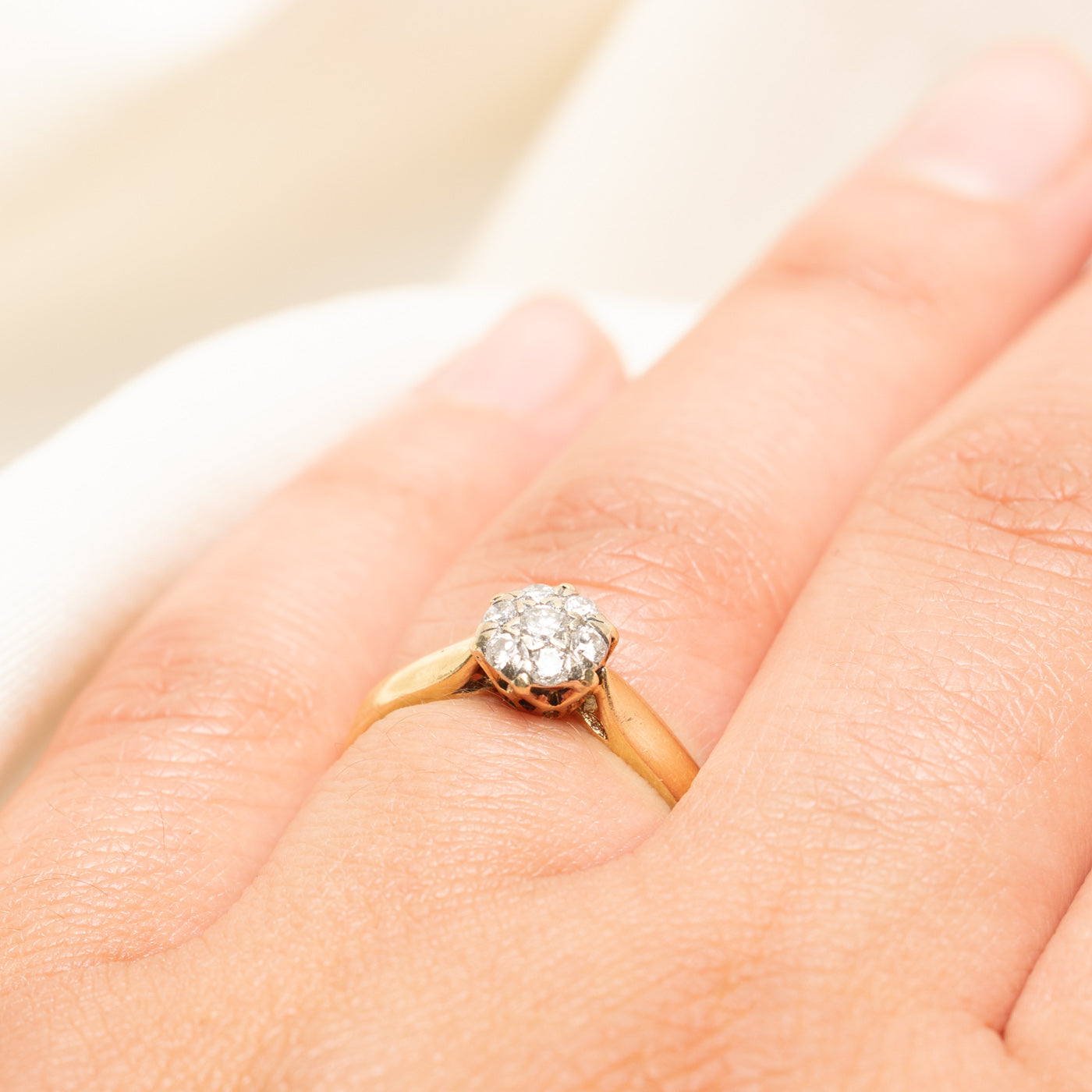 Yellow Gold Diamond Round Cluster Ring | 0.25ctw | SZ 6.5