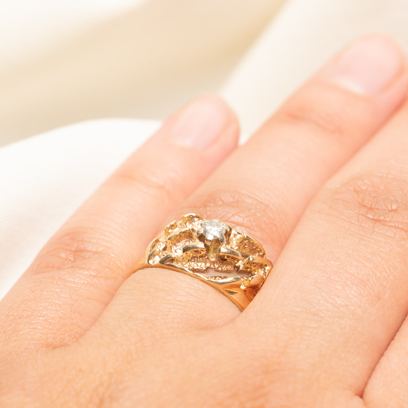 Diamond Textured Openwork Cocktail Ring | 0.13ct | SZ 6.75