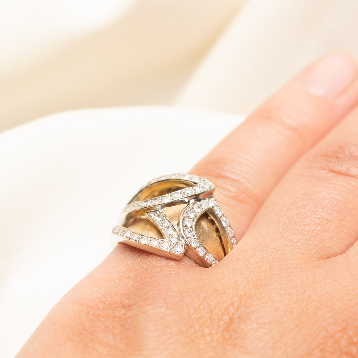 Diamond Leaf Design Cocktail Ring | 0.64ctw | SZ 6.25