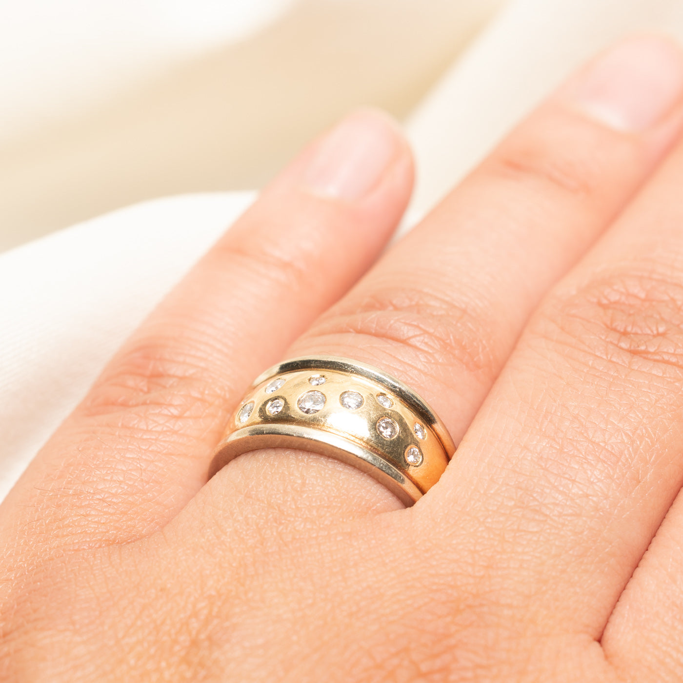 Scattered Flush Set Diamond Low Dome Ring | 0.30ctw | SZ 7.5