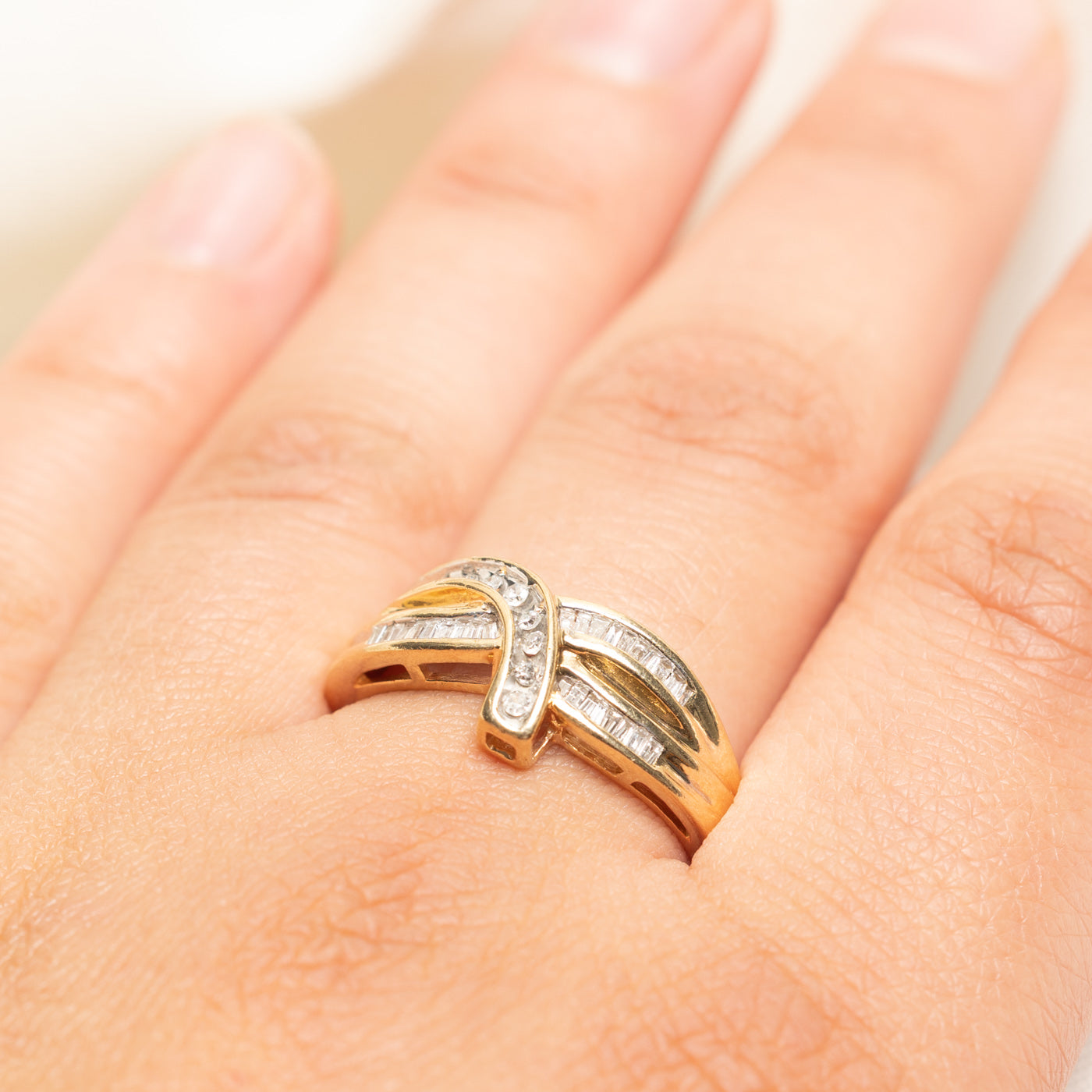 Mixed Cut Diamond Cross Over Ring | 0.32ctw | SZ 10.25