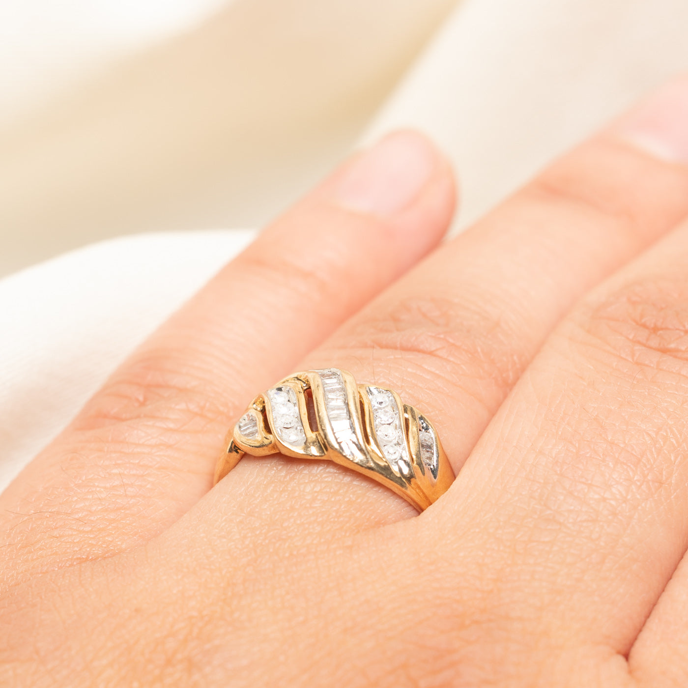 Mixed Cut Diamond Croissant Ring | 0.25ctw | SZ 7.25