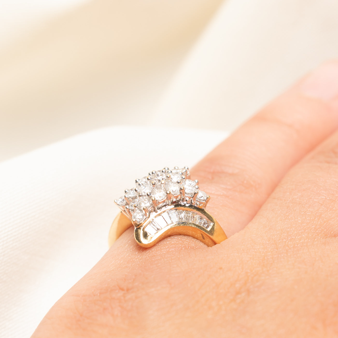 Baguette Cut Diamond Bypass Ring | 0.77ctw | SZ 5.25