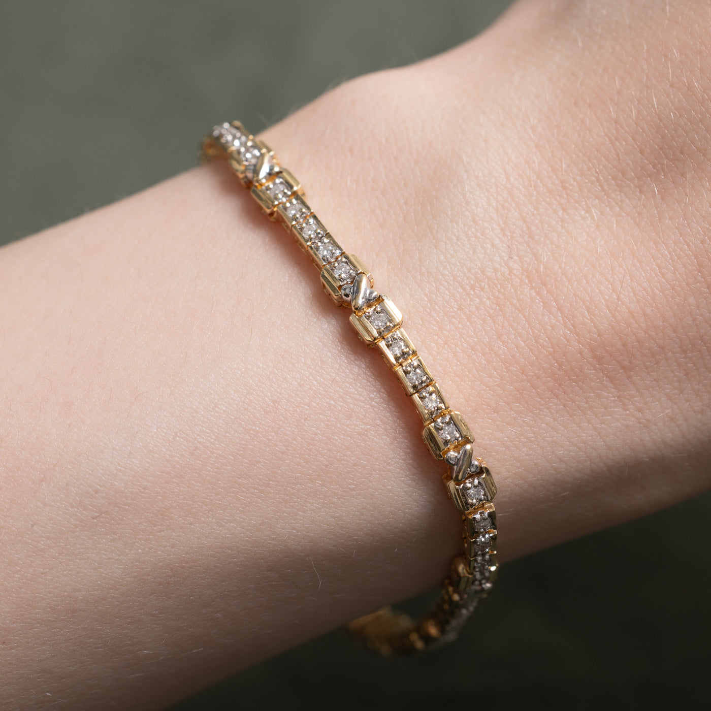14K Diamond Geometric Tennis Bracelet | 0.75ctw | 7"