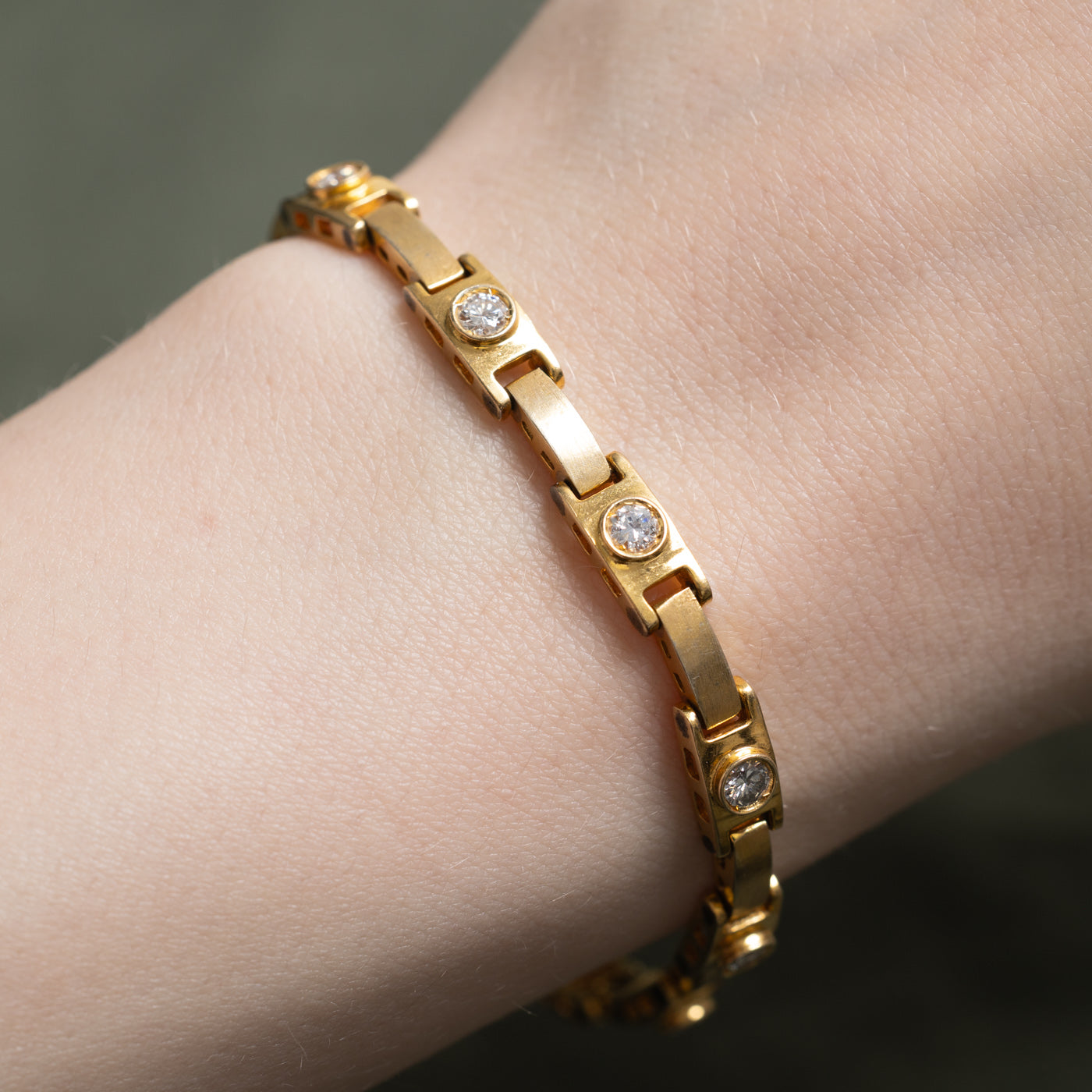 14K Diamond Rectangle Link Bracelet | 1.21ctw | 7.25"