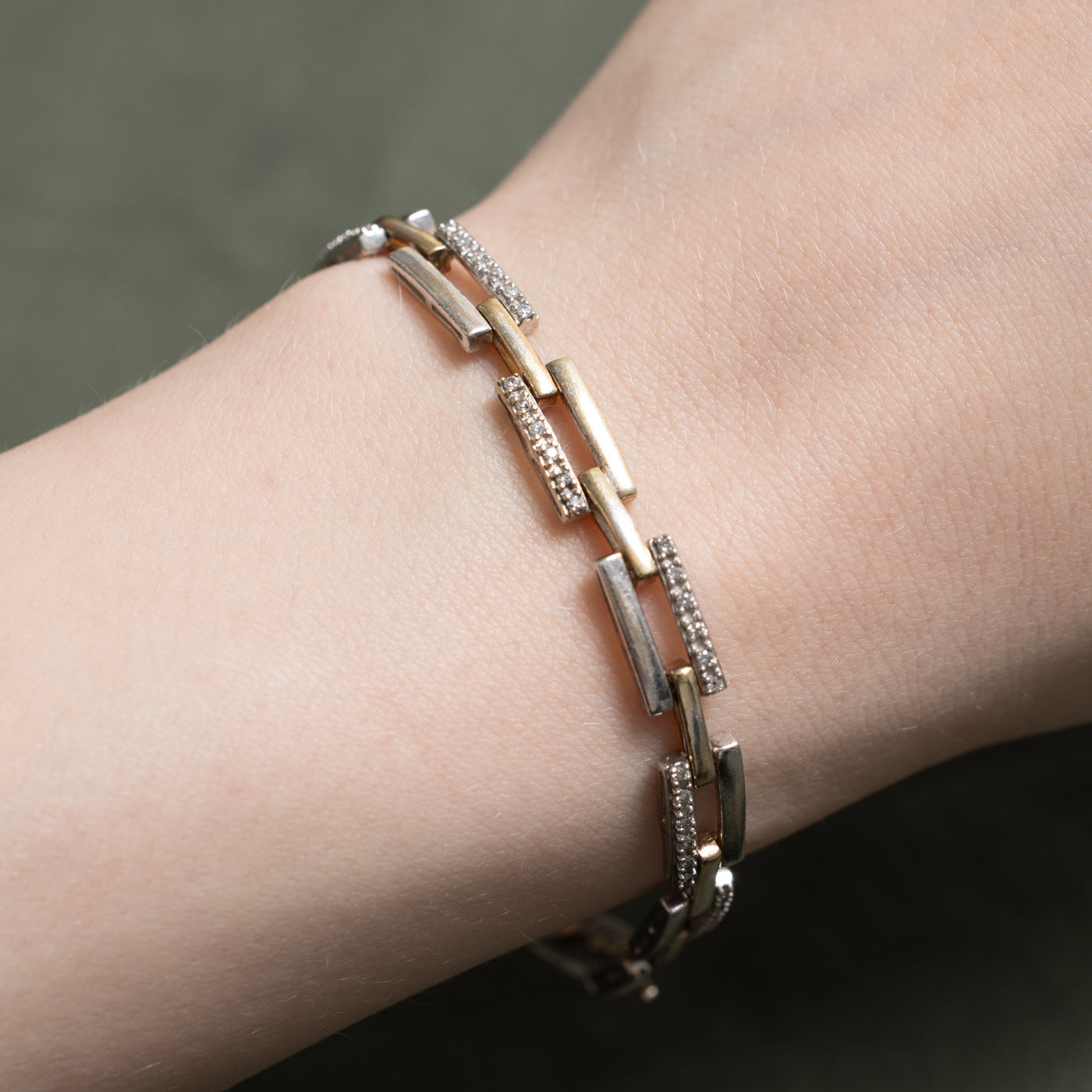 Sterling Silver Diamond Rectangle Link Bracelet | 0.36ctw | 7.25"