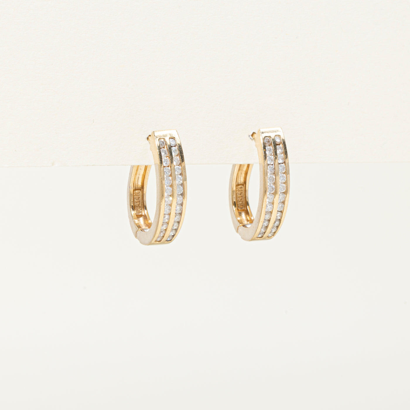 Channel Set Diamond Hoop Earrings | 0.64ctw