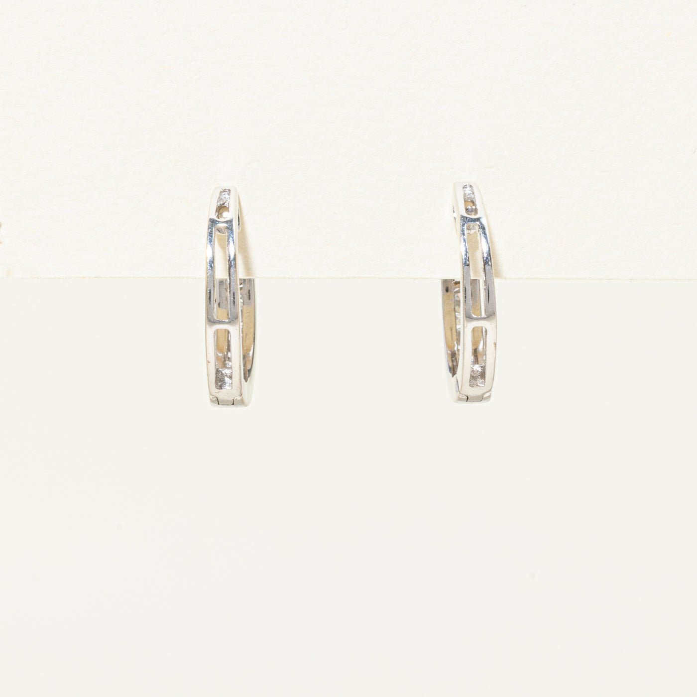 Mixed Cut Channel Set Diamond Hoop Earrings | 0.35ctw