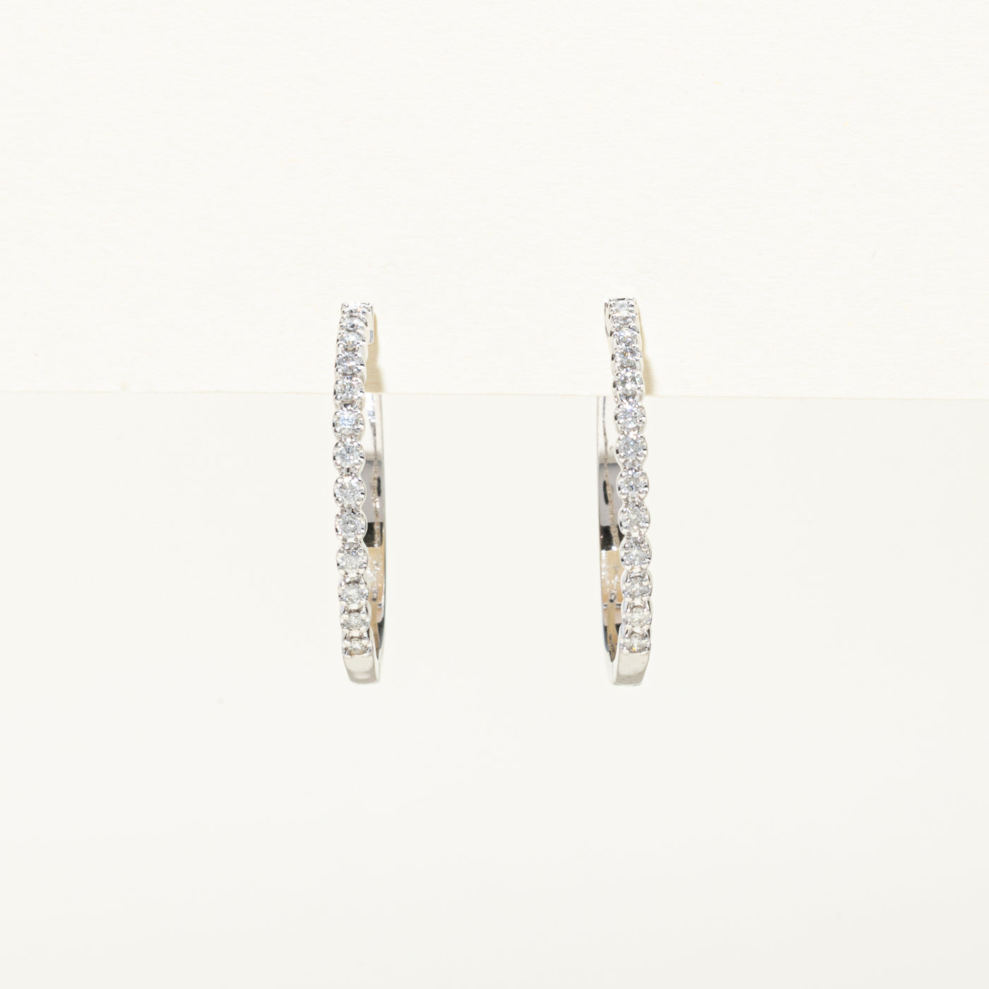White Gold Diamond Hoop Earrings | 0.5ctw | 28mm