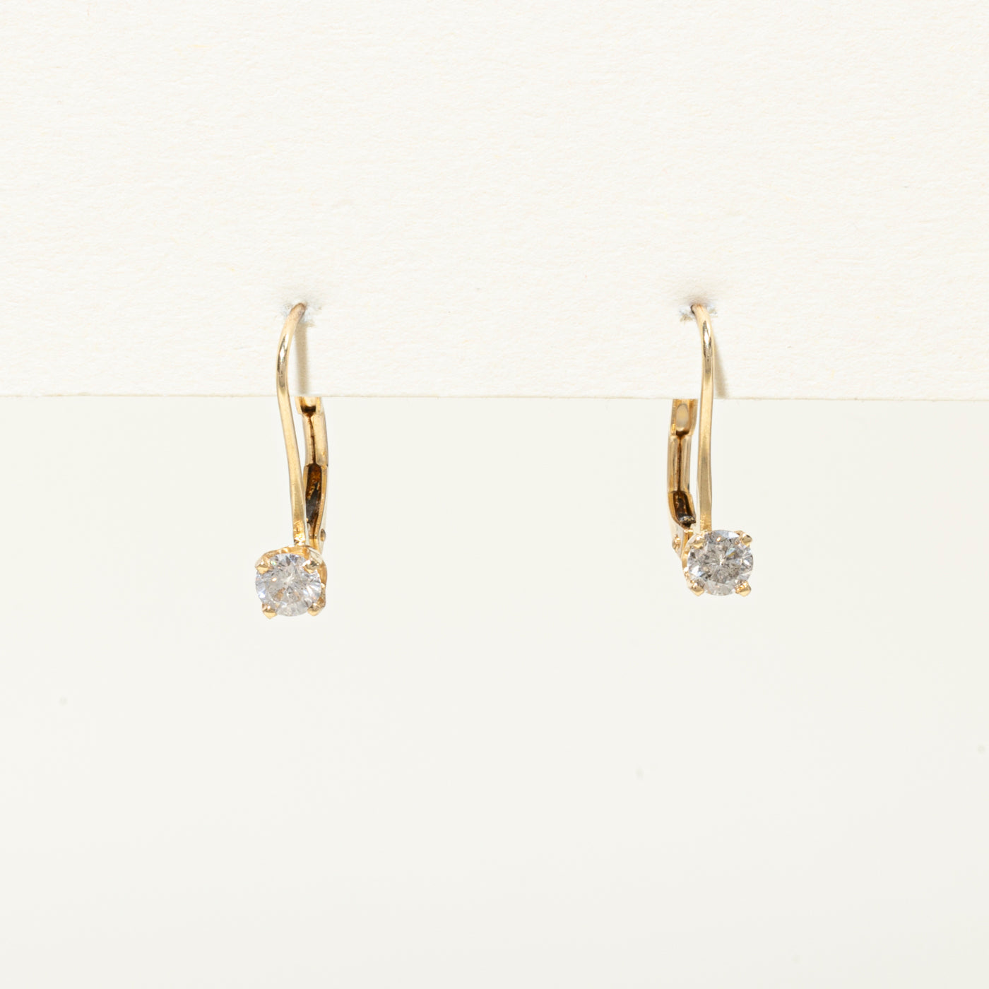 Boucles d'oreilles pendantes solitaire en diamant | 0,25 ct | 13 mm