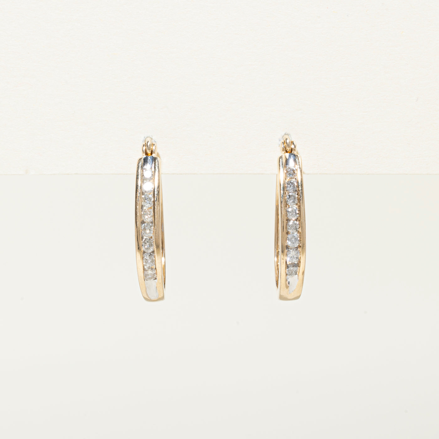 Channel Set Diamond Hoop Earrings | 0.44ctw | 23mm