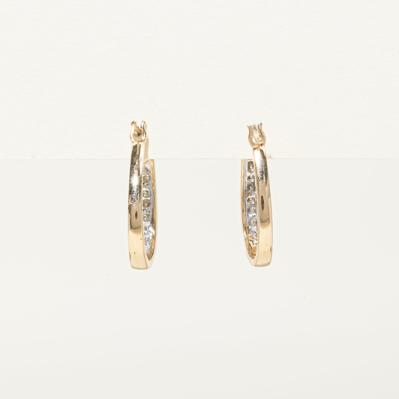 Channel Set Diamond Hoop Earrings | 0.44ctw | 23mm