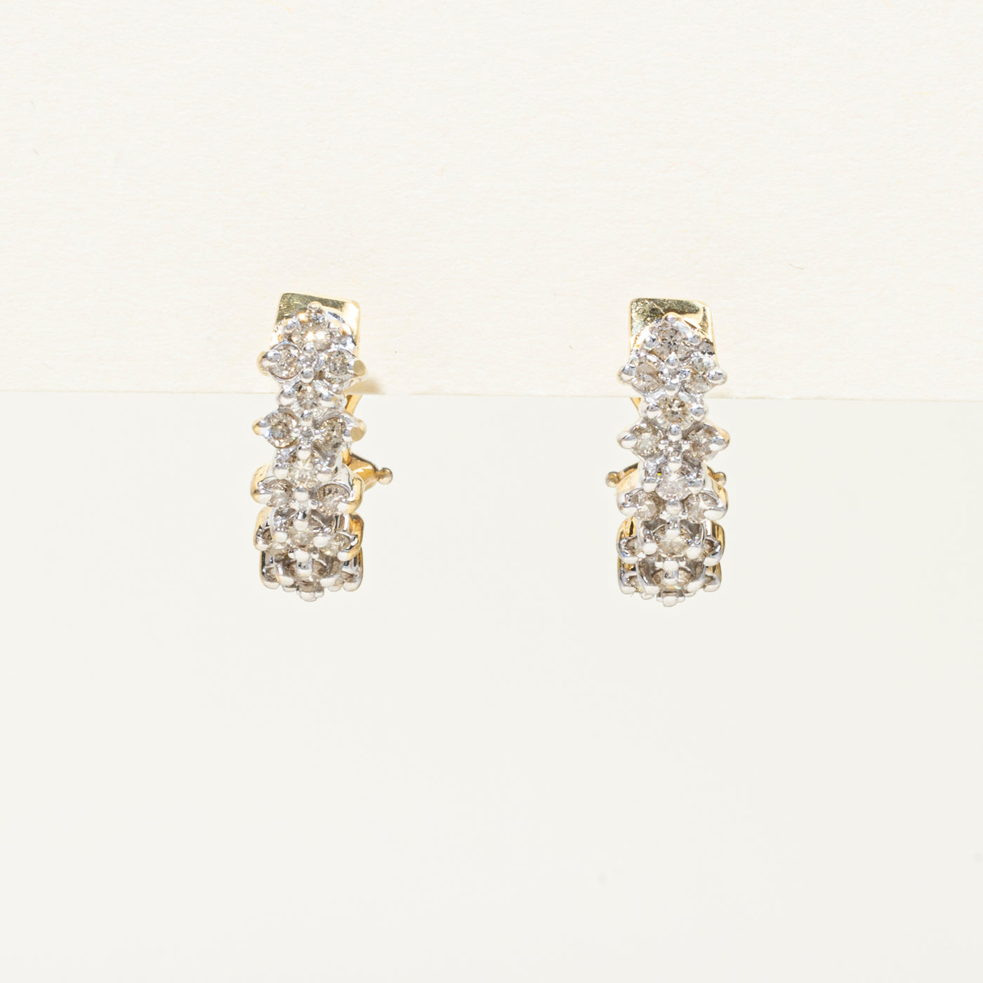 Diamond Cluster Half Hoop Earrings | 0.85ctw | 18mm
