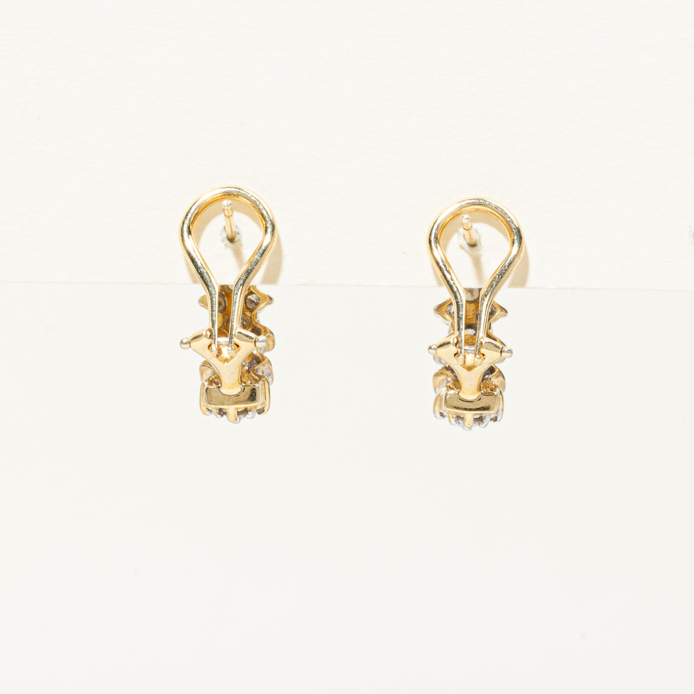 Diamond Cluster Half Hoop Earrings | 0.85ctw | 18mm