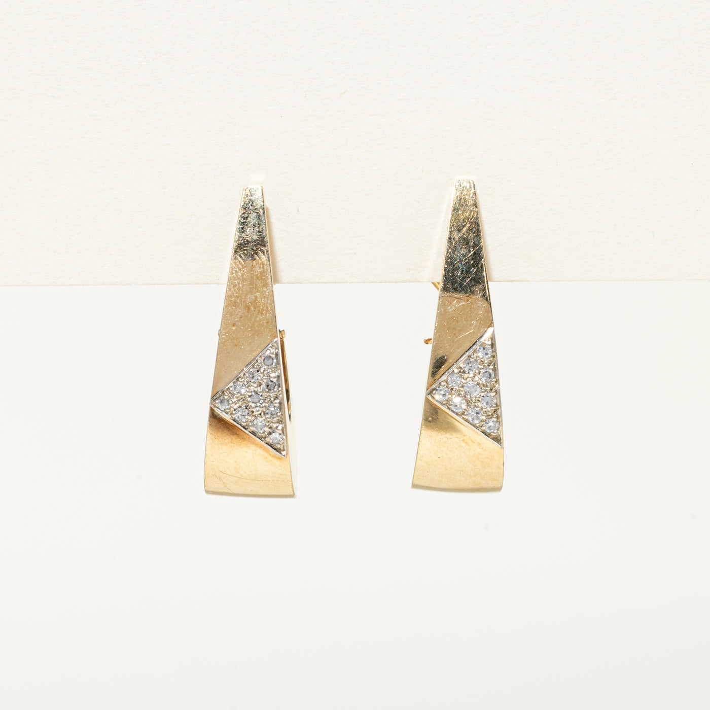 14k Geometric Diamond Half Hoop Earrings | 0.2ctw