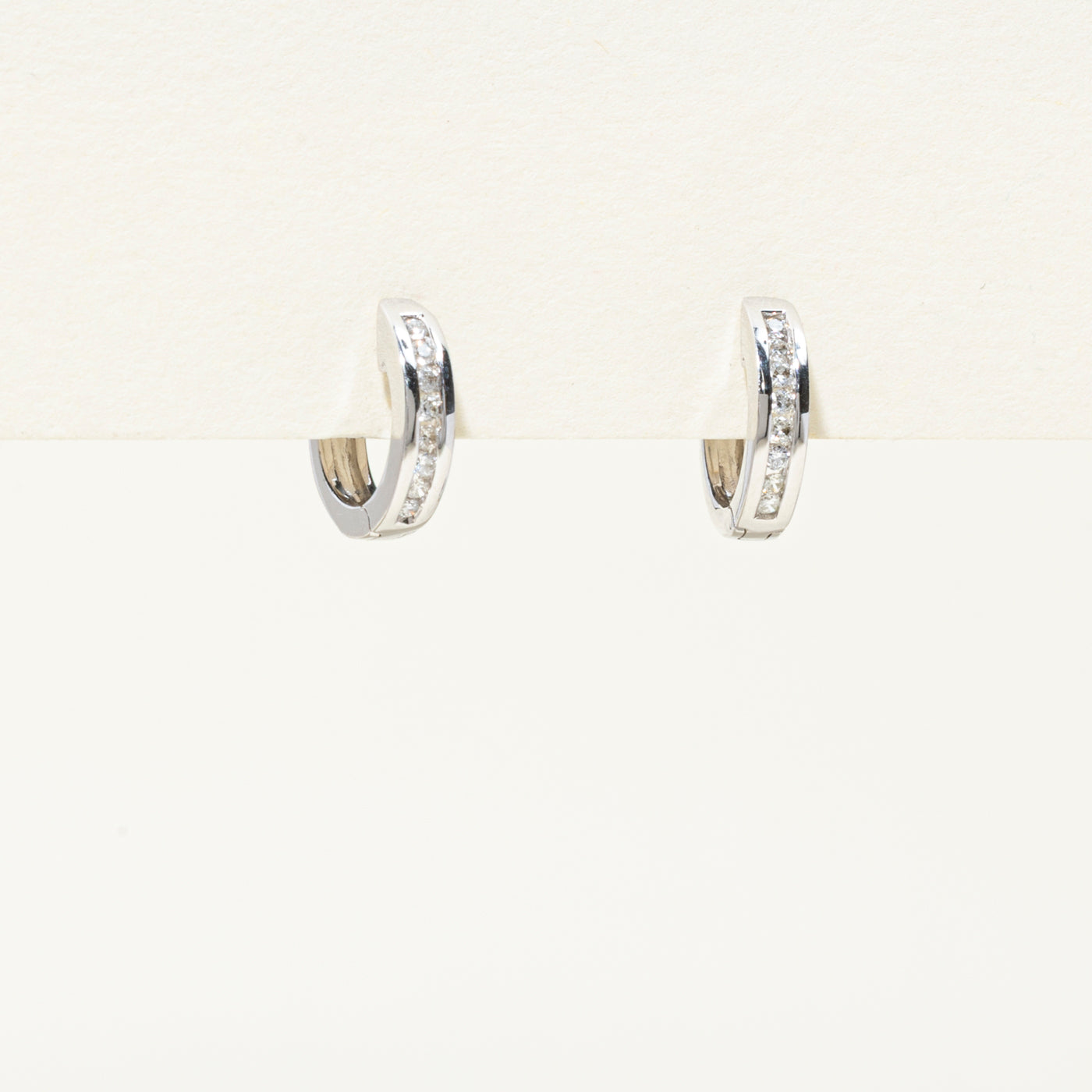White Gold Channel Set Huggie Earrings | 0.14ctw