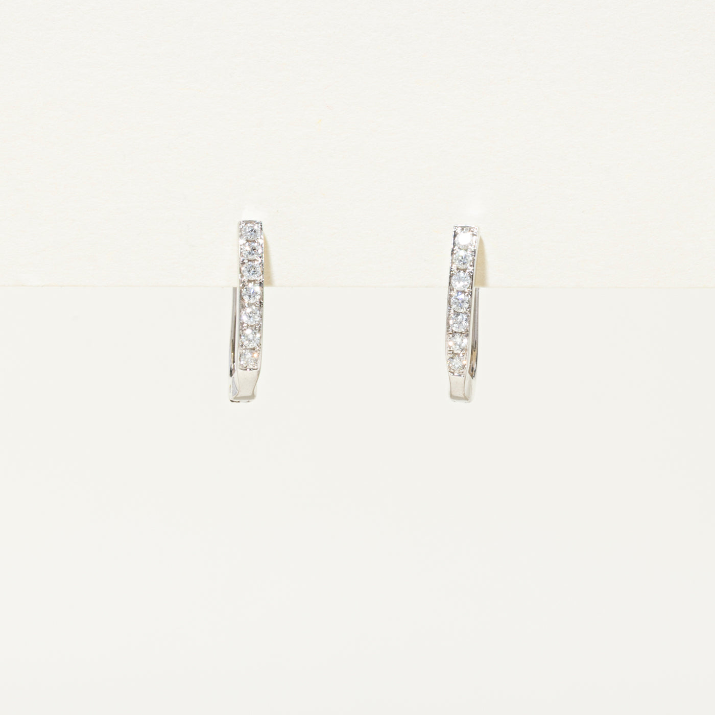 14k White Gold Channel Set Hoop Earrings | 0.2ctw