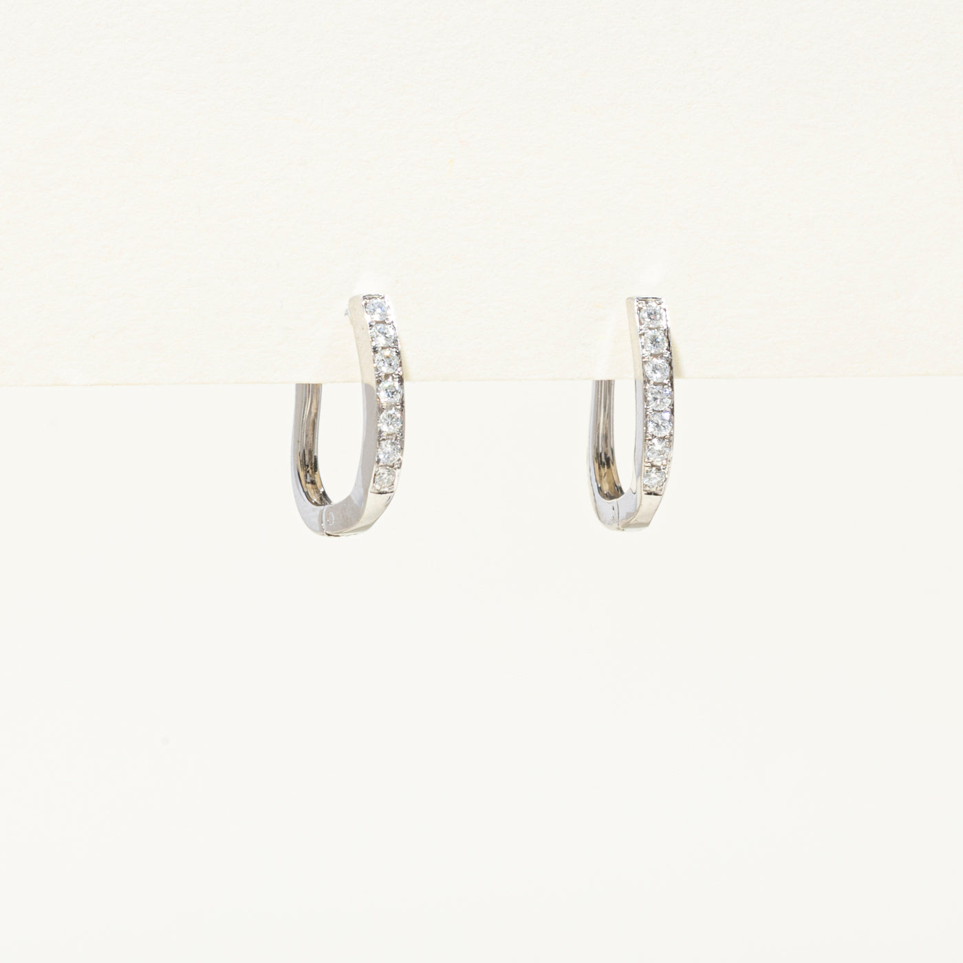 14k White Gold Channel Set Hoop Earrings | 0.2ctw