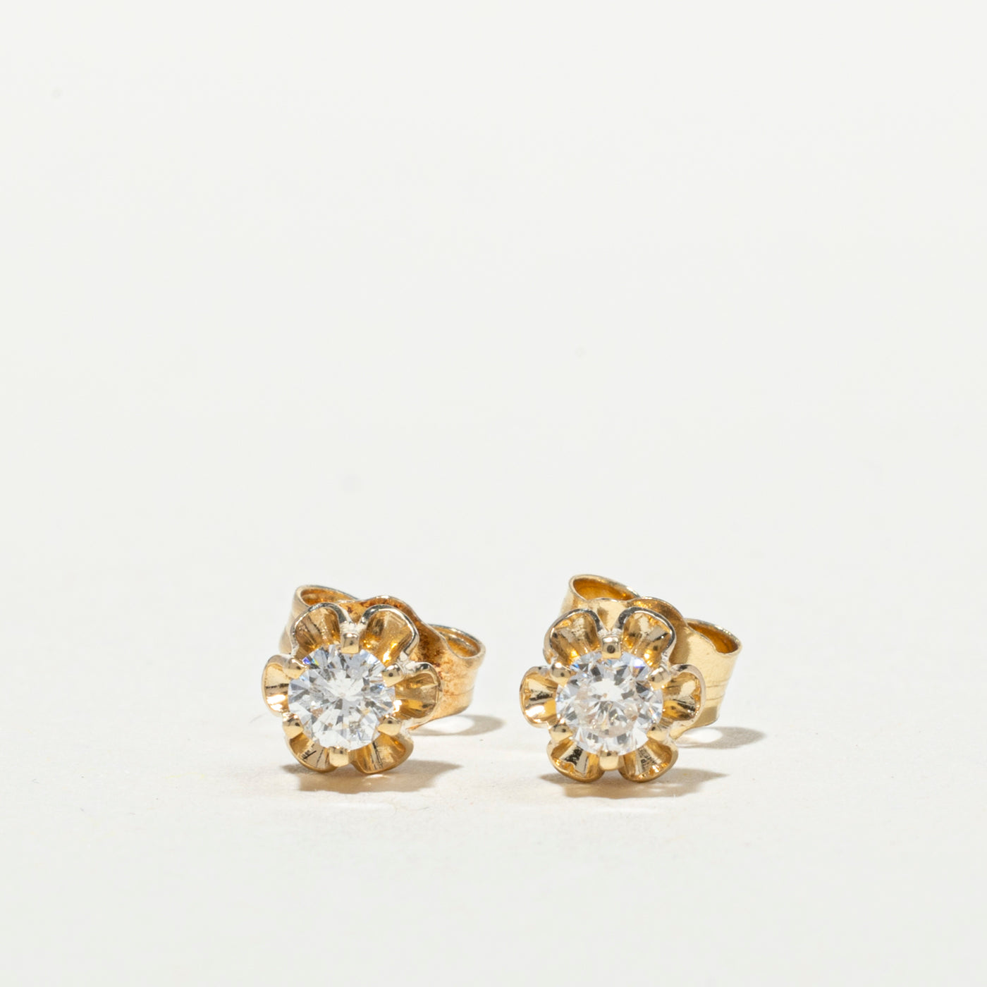 14k Belcher Set Diamond Stud Earrings | 0.24ctw
