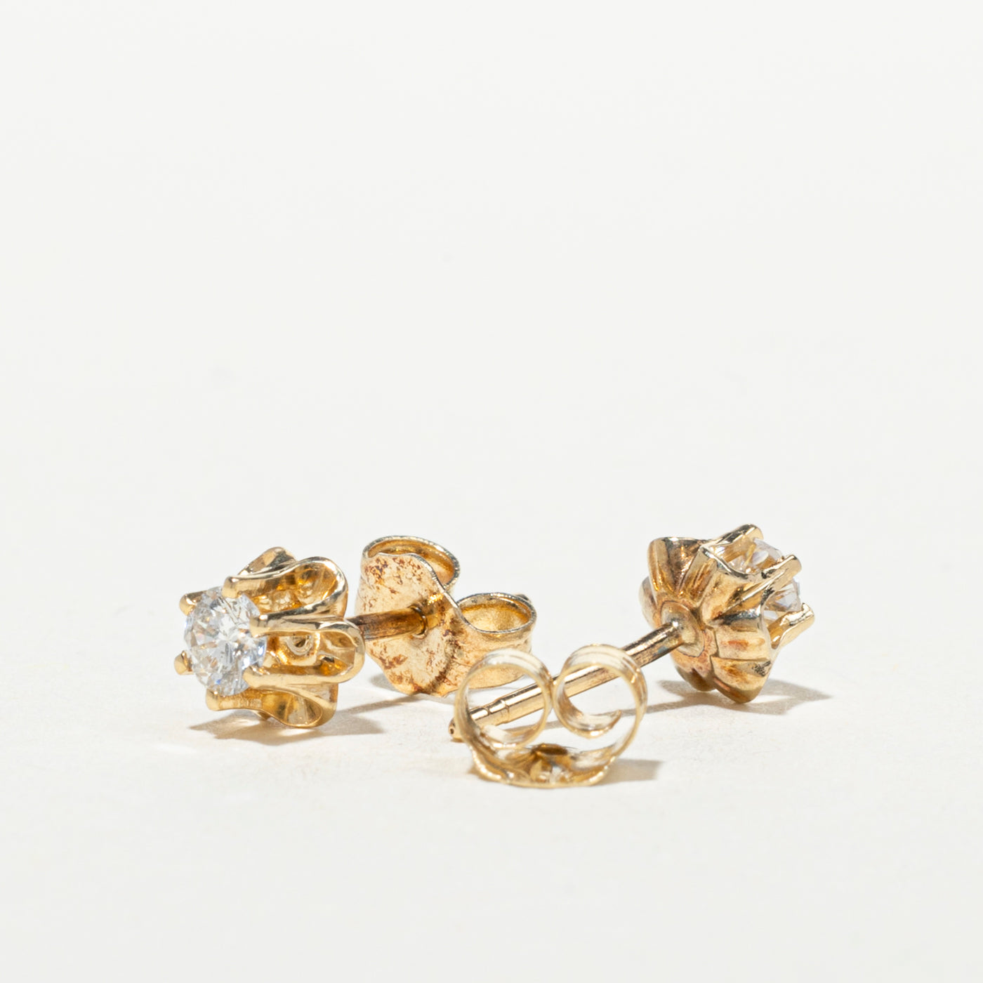 14k Belcher Set Diamond Stud Earrings | 0.24ctw
