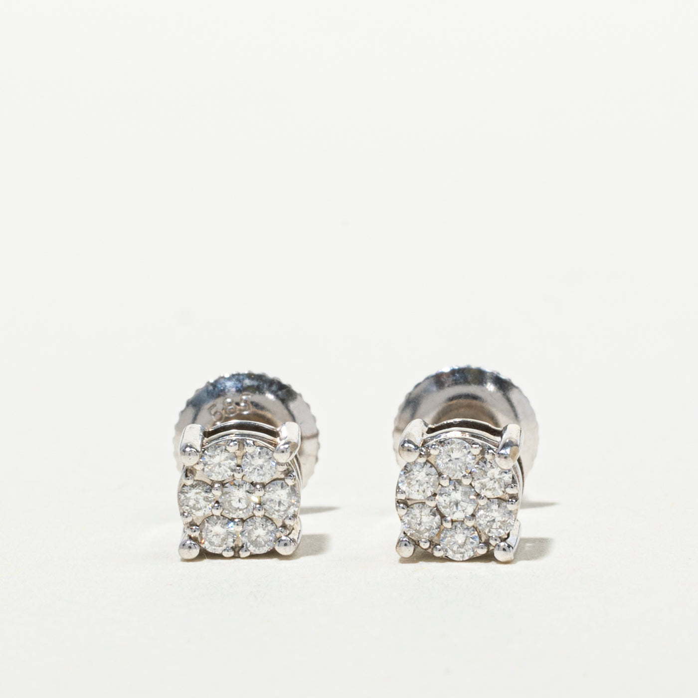14k White Gold Diamond Cluster Stud Earrings | 0.2ctw