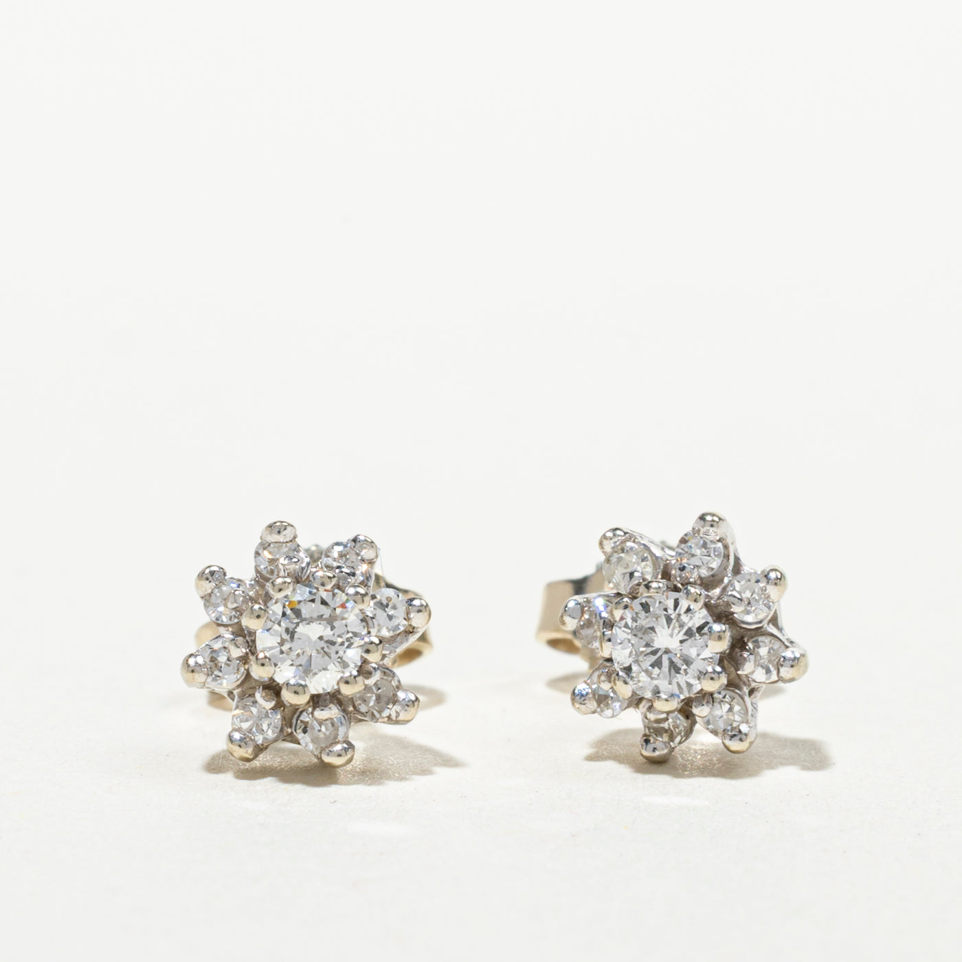 14k Diamond Petal Halo Stud Earrings | 0.42ctw