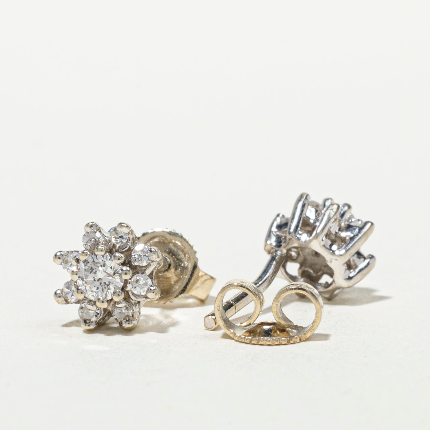 14k Diamond Petal Halo Stud Earrings | 0.42ctw