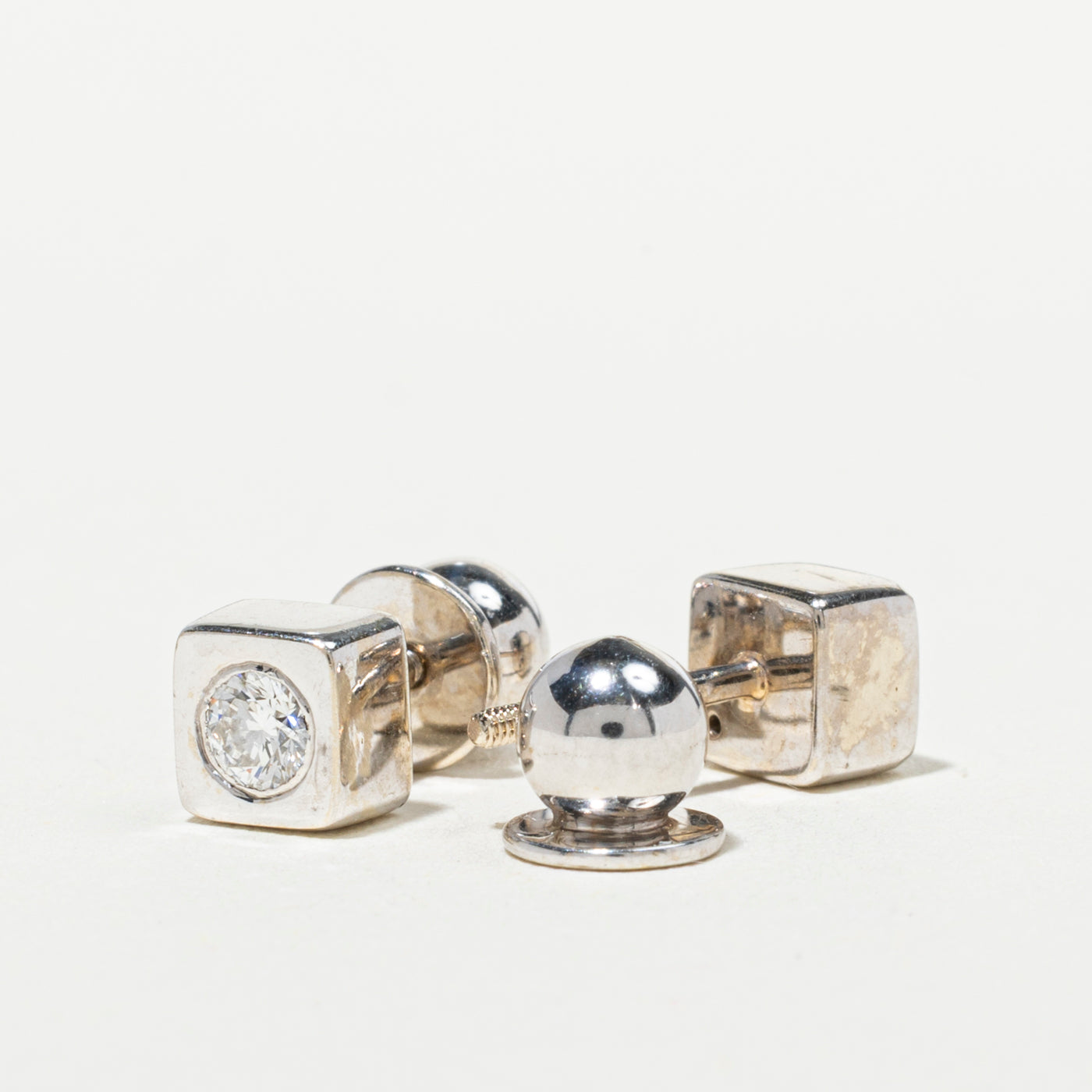 Flush Set Diamond Square Stud Earrings | 0.24ctw