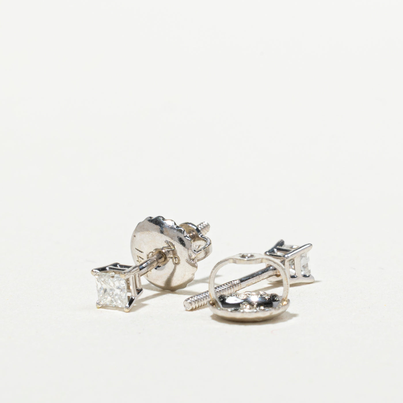 Princess Cut Diamond Solitaire Stud Earrings | 0.15ctw