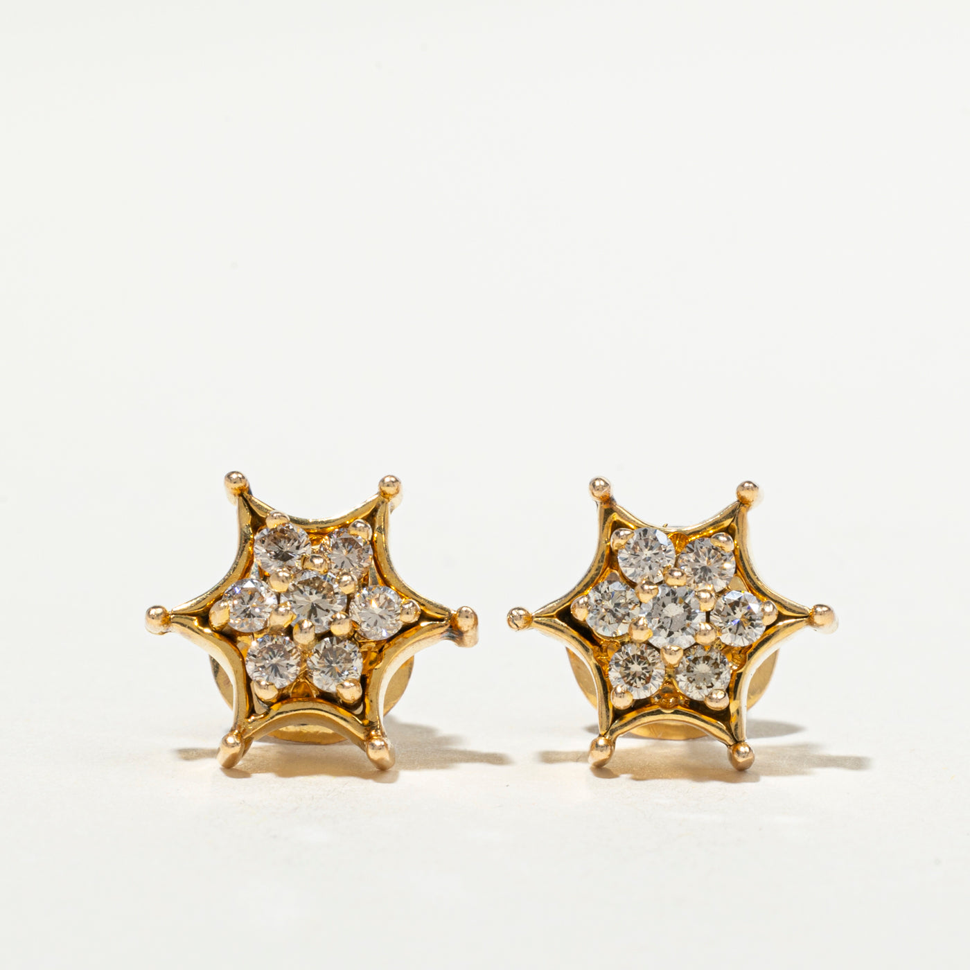 18k Diamond Cluster Star Stud Earrings | 0.75ctw